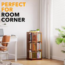 Load image into Gallery viewer, SpaceAid 6 Tier Rotating Bookshelf Tower, Bamboo Spinning Book Shelf, Revolving 360 Bookcase Storage Swivel Round Carousel, Vertical Rotate Turning Spiral Corner Organizer (6-Tier Walnut)