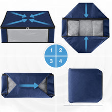 Load image into Gallery viewer, HomeHacks Storage 3-Pack Clothes Organizer Storage Bags Foldable Storage Box with Large Clear Window Sturdy Handles for Closet, Dorm, Pillows, Bedding, Clothes, Blankets, 35L, Gray