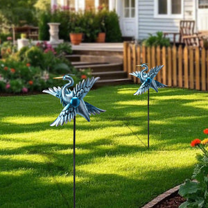 WONDER GARDEN Wind Spinners Outdoor - 2 Pack Small Metal Flamingo Wind Spinner Windmill, Wind Sculpture for Yard Patio Lawn Decor