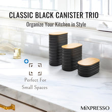 Load image into Gallery viewer, Mixpresso 3 Pcs Olive Green Canisters Sets For The Kitchen, Airtight Plastic Canister With Bamboo Lid, Coffee And Sugar Canister Set, Decorative Sugar Container, Kitchen Decor For Counter