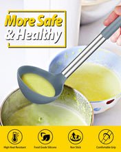 Load image into Gallery viewer, Pack of 2 Ladle Spoon,Silicone Large Spoon for Soup,Non Stick Kitchen Utensils with High Heat Resistant,BPA Free Perfect Kitchen Tools for Cooking, Stirring,Serving Soups (GREY-BLUE)