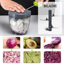 Load image into Gallery viewer, Manual Food Chopper Vegetable Cutter, Hand String Vegetable Chopper Onions Cutter for Vegetable Fruits Nuts BPA Free Food Safe Material, 550ml Gray
