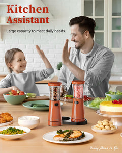 Electric Salt and Pepper Grinder Set with Storage Base, Stainless Steel Rechargeable Salt and Pepper Grinder Set with 4.5 oz Large Capacity, 1.8" Wide Mouth, Adjustable Coarseness, Ideal for Kitchen