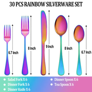 MUTNITT 30 Pcs Silverware Set Service for 6,Premium Stainless Steel Flatware Set,Mirror Polished Cutlery Utensil Sets,Durable Kitchen Eating Tableware Sets,Include Fork Knife Spoon,Dishwasher Safe