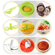 Load image into Gallery viewer, Manual Vegetable Cutter Food Processor 8 in 1 - Chopper, Mixer, Blender, Whipper, Egg Separator, Mincer, Grinder, Dicer with Clear Container 1200ml BPA Free