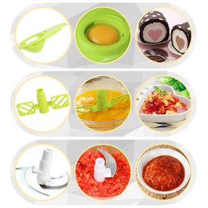 Manual Vegetable Cutter Food Processor 8 in 1 - Chopper, Mixer, Blender, Whipper, Egg Separator, Mincer, Grinder, Dicer with Clear Container 1200ml BPA Free