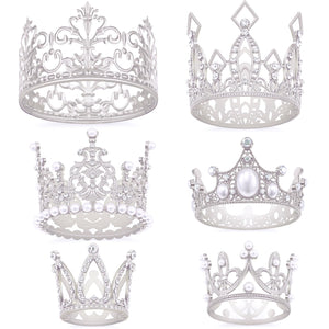 Gold Crown Cake Topper, 6 Pieces Happy Birthday Cake Toppers, Princess Crown Cake Decorations, Mini Crowns for Flower Arrangements, Birthday, Wedding, Party Decor (Gold-Ⅰ, 6)