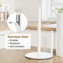 Load image into Gallery viewer, Paper Towel Holder Black, Premium Stainless Steel Kitchen Roll Dispenser, Countertop Roll Organizer with Weighted Base