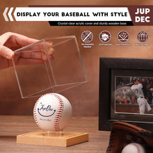 Load image into Gallery viewer, JupDec Baseball Display Case, Clear Cube Baseball Holder with Wooden Base, Autograph Baseball Stand Box for Single Ball, Acacia Wood, Black, 1 Pack