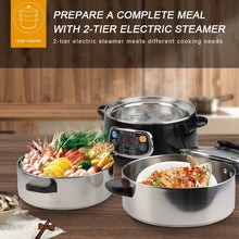 Load image into Gallery viewer, Secura Electric Food Steamer, Vegetable Double Tiered Stackable Baskets with Timer 1200W Fast Heating Stainless Steel Digital Steamer 8.5 Quart