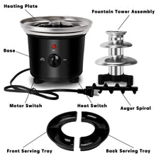 Load image into Gallery viewer, 16oz Chocolate Fondue Fountain, 3-Tier MINI Chocolate Fountain with 6PCS Fondue Fork and Removal Fruits/Nuts/Treats Serving Tray for BBQ Sauce,Ranch,Nacho Cheese,Liqueurs