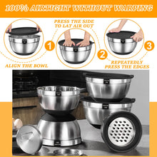 Load image into Gallery viewer, Mixing Bowls with Airtight Lids Set, 26PCS Stainless Steel Khaki Bowls with Grater Attachments, Non-Slip Bottoms &amp; Kitchen Gadgets Set, Size 7, 4, 2.5, 2.0,1.5, 1QT, Great for Mixing &amp; Serving