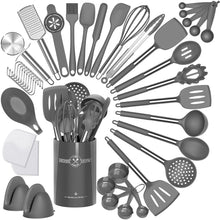 Load image into Gallery viewer, Umite Chef Silicone Kitchen Cooking Utensil Set, 43 pcs Spatula Set with Stainless Steel Handle, Non-stick Heat Resistant - Best Cookware Set-(Khaki)