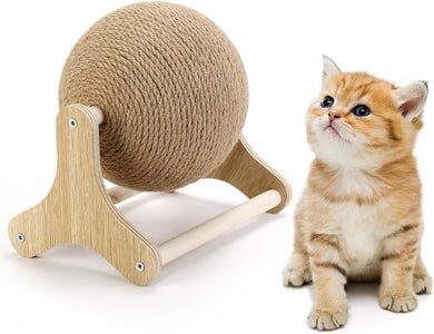 Outamateur Sisal Cat Scratching Ball, Cat Scratcher Ball Toy with Stable Stand, Interactive Exercise Toy for Small Pet Interactive Exercise and Play
