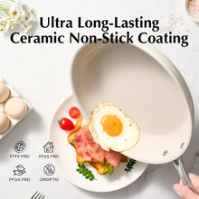 Load image into Gallery viewer, Redchef Nonstick Frying Pans Set, Ceramic Pan Skillet, Non Toxic Pans for Cooking, 8&quot; 9.5&quot; 11&quot; Ceramic Frying Pan Set PFAS &amp; PTFE &amp; PFOA Free with Stay Cool Handle, Dishwasher &amp; Oven Safe, Beige White