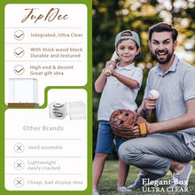 Load image into Gallery viewer, JupDec Baseball Display Case with Wood Stand, Clear Acrylic Game Ball Holder Showcase, UV Protection Souvenirs and Collectibles Box, Ideal Gift for Autograph Single MLB Ball