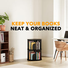 Load image into Gallery viewer, SpaceAid 4 Tier Rotating Bookshelf Tower, Spinning Bookcase Lazy Susan, Revolving 360 Book Shelf Storage Round Carousel, Vertical Rotate Turning Spiral Corner Organizer, White