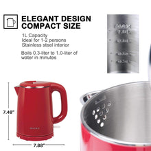 Load image into Gallery viewer, Secura Stainless Steel Double Wall Electric Kettle Water Heater for Tea Coffee w/Auto Shut-Off and Boil-Dry Protection, 1.0L (Orange) SWK-1001DO/HB-K012