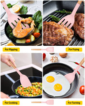 Load image into Gallery viewer, Pack of 2 Silicone Cooking Spatula, Heat Resistant Solid Turner, Non Stick Slotted Spatulas with Wooden Short Handle,Ideal Wood Kitchen Utensils Set for Frying, Baking, Flipping, Turning
