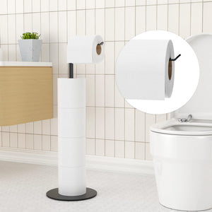 Toilet Paper Holder Stand and Dispenser for 4 Spare Rolls, Stainless Steel Free-Standing Toilet Tissue Paper Roll Storage Shelf