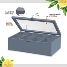 Load image into Gallery viewer, Bamboo Tea Bag Organizer Storage Box with Drawer &amp; Acrylic Window - Magnetic Lid Keeps Contents Fresh - Ideal Mothers Day Gifts for Mom - Gift Caddy (Tea Not Included)