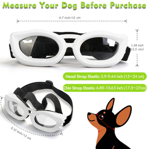 UV Protection Sunglasses for Small Breed Dogs, Windproof Anti-Fog Eye Protection Goggles, Pet Glasses for Puppy With Adjustable Strap (Black)