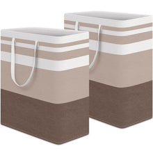 Load image into Gallery viewer, HomeHacks 2 Pack Large Laundry Baskets, Waterproof, Freestanding Laundry Hampers, Collapsible Clothes Hamper with Reinforced Handles in Laundry Room, College Dorm, Bathroom, Bedroom (Grey, 75Lx2)