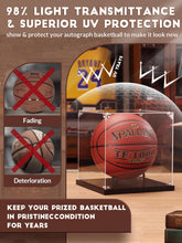Load image into Gallery viewer, JupDec Baseball Display Case with Wood Stand, Clear Acrylic Stable &amp; Secure Game Ball Holder Showcase, UV Protection Souvenirs and Collectibles Box with Turf, Ideal Gift for Autograph Single MLB Ball