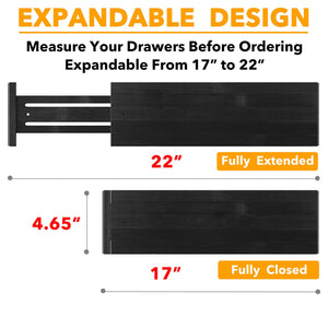 SpaceAid Bamboo Dresser Drawer Dividers 6 Pack, 4.65“ High Adjustable 12.5“-17” Drawer Organizers, Expandable Organization for Clothing, Clothes, Dressers, Natural