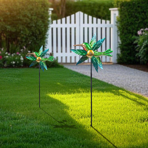 WONDER GARDEN Wind Spinners Outdoor - 2 Pack Small Metal Hummingbird Green Wind Spinner Windmill, Wind Sculpture for Yard Patio Lawn Decor