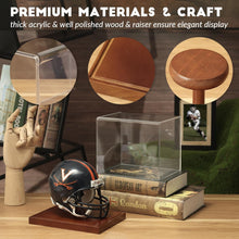 Load image into Gallery viewer, JupDec Full Siize Helmet &amp; Mini Helmet Display Case, Large Clear Acrylic Shadow Box with UV Protection Wooden Showcase,Idea Gift for Sports Fans