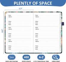 Load image into Gallery viewer, Comkiso Address Book with Individual Alphabetical Tabs Laminated, Large Print Address Book with 468 Wide Lining Entry Spaces, Change of Address Labels, Hardcover Address Book 5.7 x 8.5" - Bloom