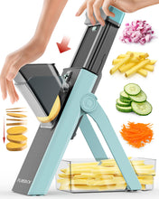 Load image into Gallery viewer, Safer Mandoline Slicer for Kitchen, Cucumber Slicer, Potato, Julienne Vegetable &amp; Food Chopper (4 in 1, Solid White)