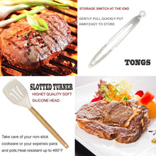 Load image into Gallery viewer, Kitchen Utensils Set- 35 PCs Cooking Utensils with Grater,Tongs, Spoon Spatula &amp;Turner Made of Heat Resistant Food Grade Silicone and Wooden Handles Kitchen Gadgets Tools Set for Nonstick Cookware