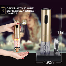 Load image into Gallery viewer, Secura Electric Wine Opener, Automatic Bottle Corkscrew Opener with Foil Cutter, Rechargeable (Champagne Gold)