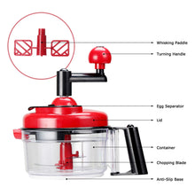 Load image into Gallery viewer, Manual Vegetable Cutter Food Processor 8 in 1 - Chopper, Mixer, Blender, Whipper, Egg Separator, Mincer, Grinder, Dicer with Clear Container 1200ml BPA Free