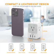 Load image into Gallery viewer, Surge Protector Wall Outlet Extender, TESSAN Multi Plug Outlet Splitter with 3 USB Charging Blocks(1 USB C), Multi Plug Wall Charger for Home, Office, School, College Dorm Essentials
