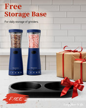 Load image into Gallery viewer, Electric Salt and Pepper Grinder Set with Storage Base, Stainless Steel Rechargeable Salt and Pepper Grinder Set with 4.5 oz Large Capacity, 1.8&quot; Wide Mouth, Adjustable Coarseness, Ideal for Kitchen