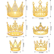 Load image into Gallery viewer, Gold Crown Cake Topper, 6 Pieces Happy Birthday Cake Toppers, Princess Crown Cake Decorations, Mini Crowns for Flower Arrangements, Birthday, Wedding, Party Decor (Gold-Ⅰ, 6)