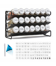 Load image into Gallery viewer, SpaceAid Spice Rack Organizer with 28 Spice Jars, 386 Spice Labels, Chalk Marker and Funnel Set for Cabinet, Countertop, Pantry, Cupboard or Door &amp; Wall Mount - 28 Jars, 13.4&quot; W × 10.8&quot; H, Black
