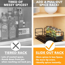 Load image into Gallery viewer, SpaceAid Pull Out Spice Rack Organizer for Cabinet, Heavy Duty Slide Out Seasoning Kitchen Organizer, Cabinet Organizer, with Labels, 5.2&quot; W x10.75 D x10 H, 2 Drawers 2-Tier