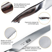 Load image into Gallery viewer, Bread Knife 10 inch, Japanese High Carbon Stainless Steel Serrated Bread Knives, Professional Bread Cutting Knife for Homemade Bread