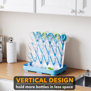 SpaceAid Baby Bottle Drying Rack with 20 Hooks, Space Saving Kitchen Bottles Rack Dryer, Vertical Baby Bottle Holder Organizer for Countertop Storage Accessories (White and Gray)