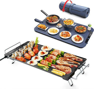 Electric Griddle with Removable Touch Panel and iTRUSOU Silicone Electric Warming Tray