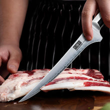 Load image into Gallery viewer, Fillet Knife 7 Inch, Japanese Super Steel Boning Knife for Meat Chicken Cutting, Razor Sharp Fish Fillet Knives with Ergonomic Red Sandalawooden Handle
