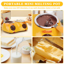 Load image into Gallery viewer, Outamateur Chocolate Melting Pot Electric Chocolate Fondue Mini Fondue Candy Maker with Double Melting Pot for Milk Chocolate,Cheese,Butter,Candy