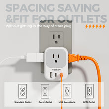 Load image into Gallery viewer, USB Wall Charger, Wall Plug Adapter Outlet Extender, TESSAN 3 Charger Block (1 USB C Port), Multi Charging Station for Cruise, Bathroom, Office, Dorm Essentials