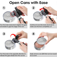 Load image into Gallery viewer, Beneno Can Opener, Manual Side Safe Cut Can Opener Smooth Edge with Durable Sharp Blade, Effort-Saving Knob &amp; Comfortable Non-slip Handle, Brown