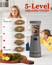 Load image into Gallery viewer, Electric Salt and Pepper Grinder, Stainless Steel Rechargeable Salt and Pepper Grinder Set with 4.5 oz Large Capacity, 1.8&quot; Wide Mouth, Adjustable Coarseness, Ideal for Kitchen