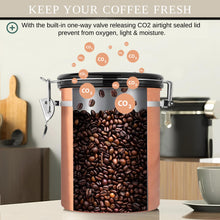 Load image into Gallery viewer, Mixpresso Green Coffee Canister, 16oz Airtight Stainless Steel Kitchen Food Storage Container with Clear Lid and Spoon. for Grounds Coffee, Beans, Tea, Flour, Cereal, Vacuum Sealed Sugar Container